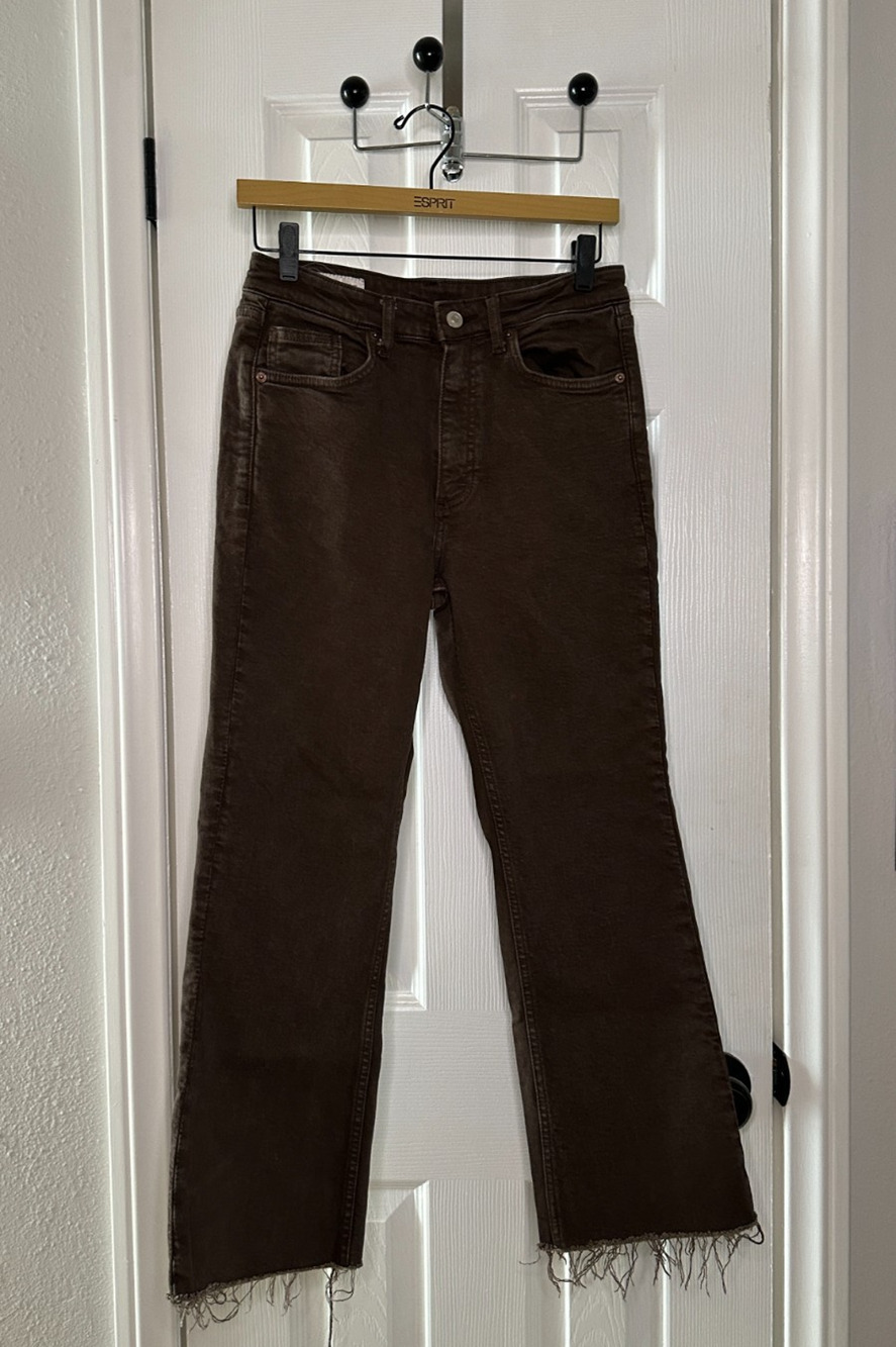 Dark Brown Zara Crop Jeans with raw hem, sz US6